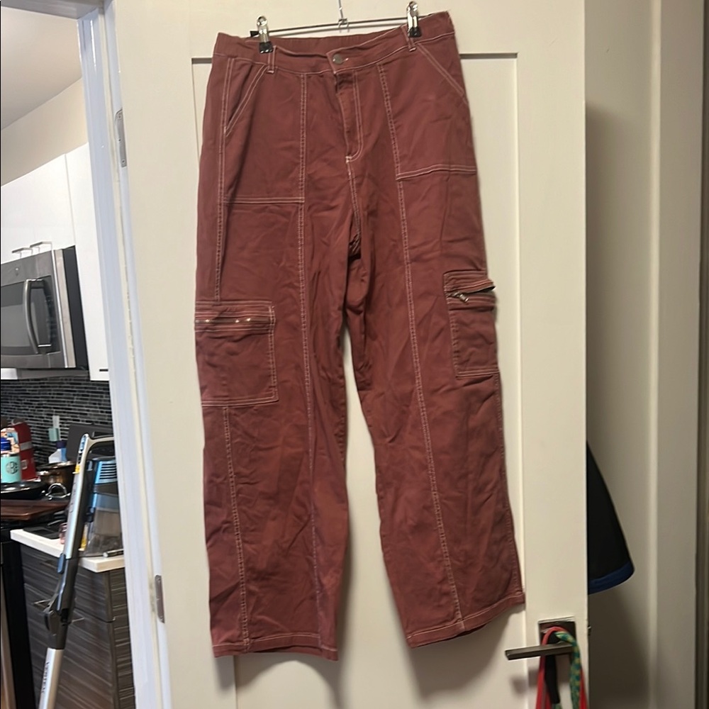 Brown Relaxed Fit Track Pants with Washed Look